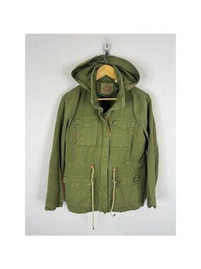 Levis Womens S Olive Green Cotton Utility Field Jacket Stowaway Hood